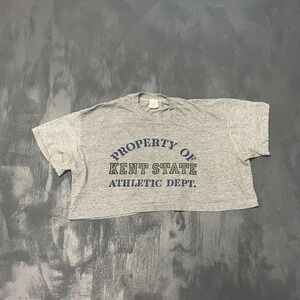 vintage kent university cropped shirt womens XL Grey 1980s‎ single stitched USA